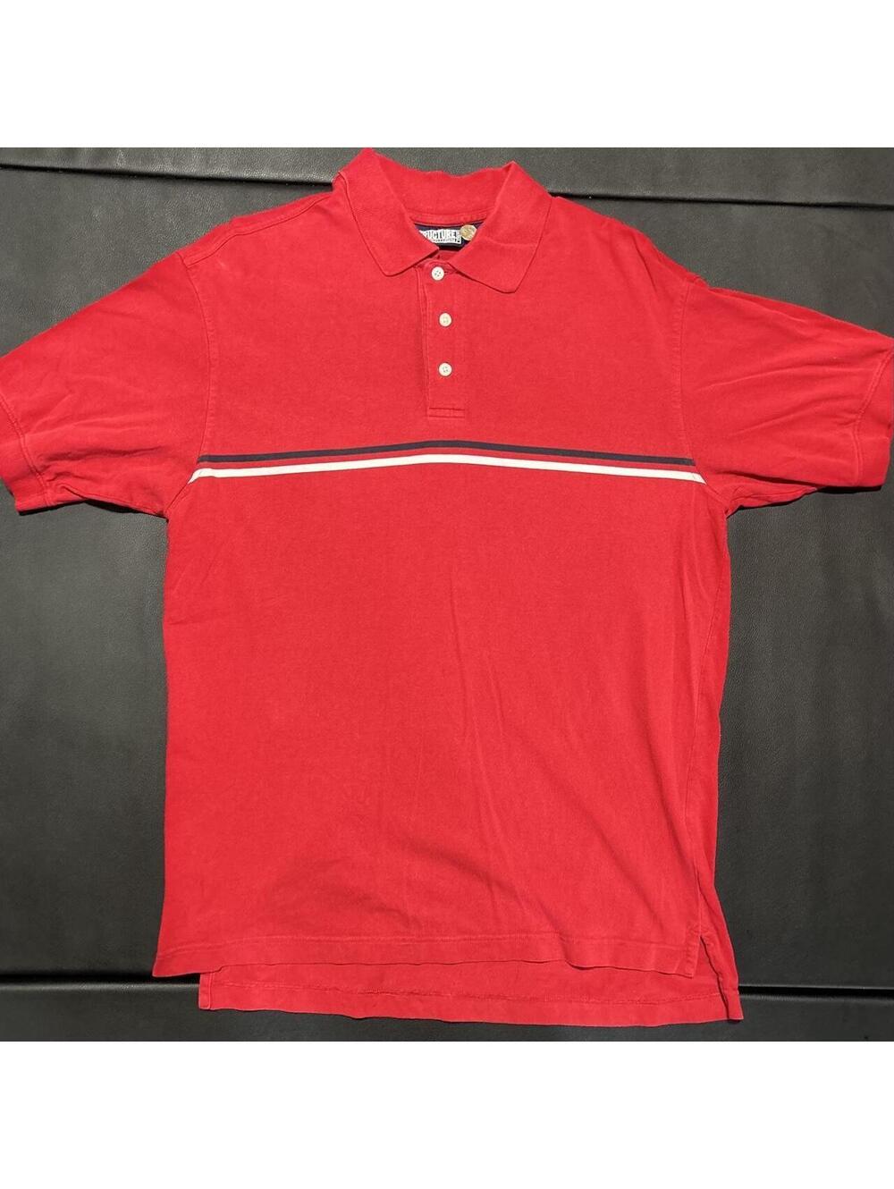 Vintage Structure Red Striped Polo Shirt